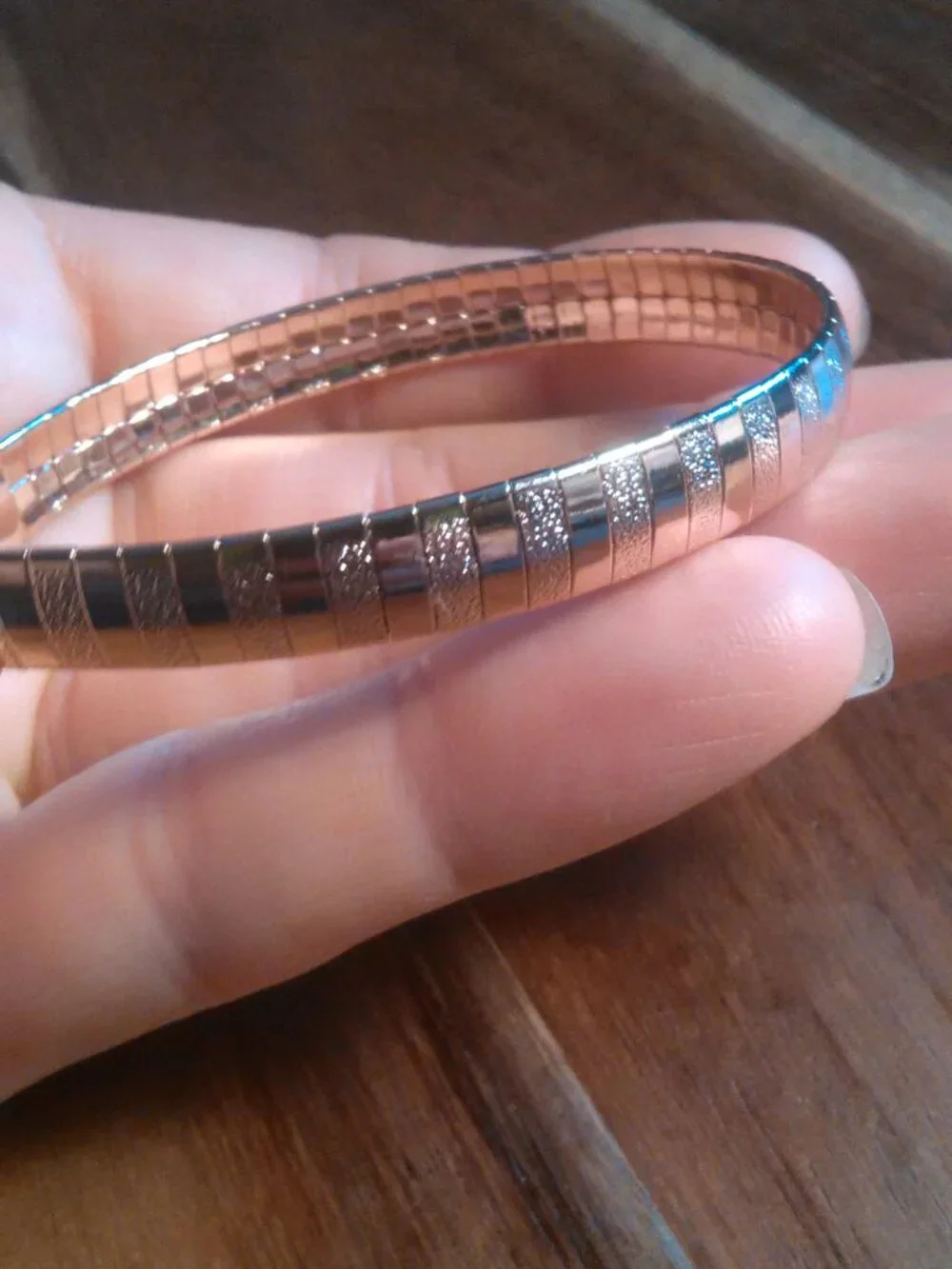 Omega Sandblast Ion Plated Rose Gold over Stainless Steel Bracelet (7 Inch)
